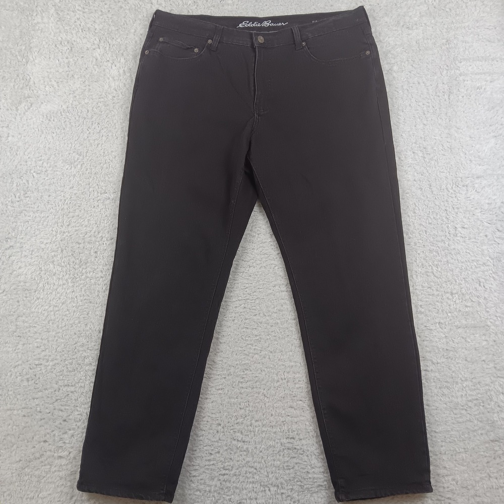 Eddie Bauer‎ Pants Flannel Lined Straight Mens 38 Dark Brown EM32JN905